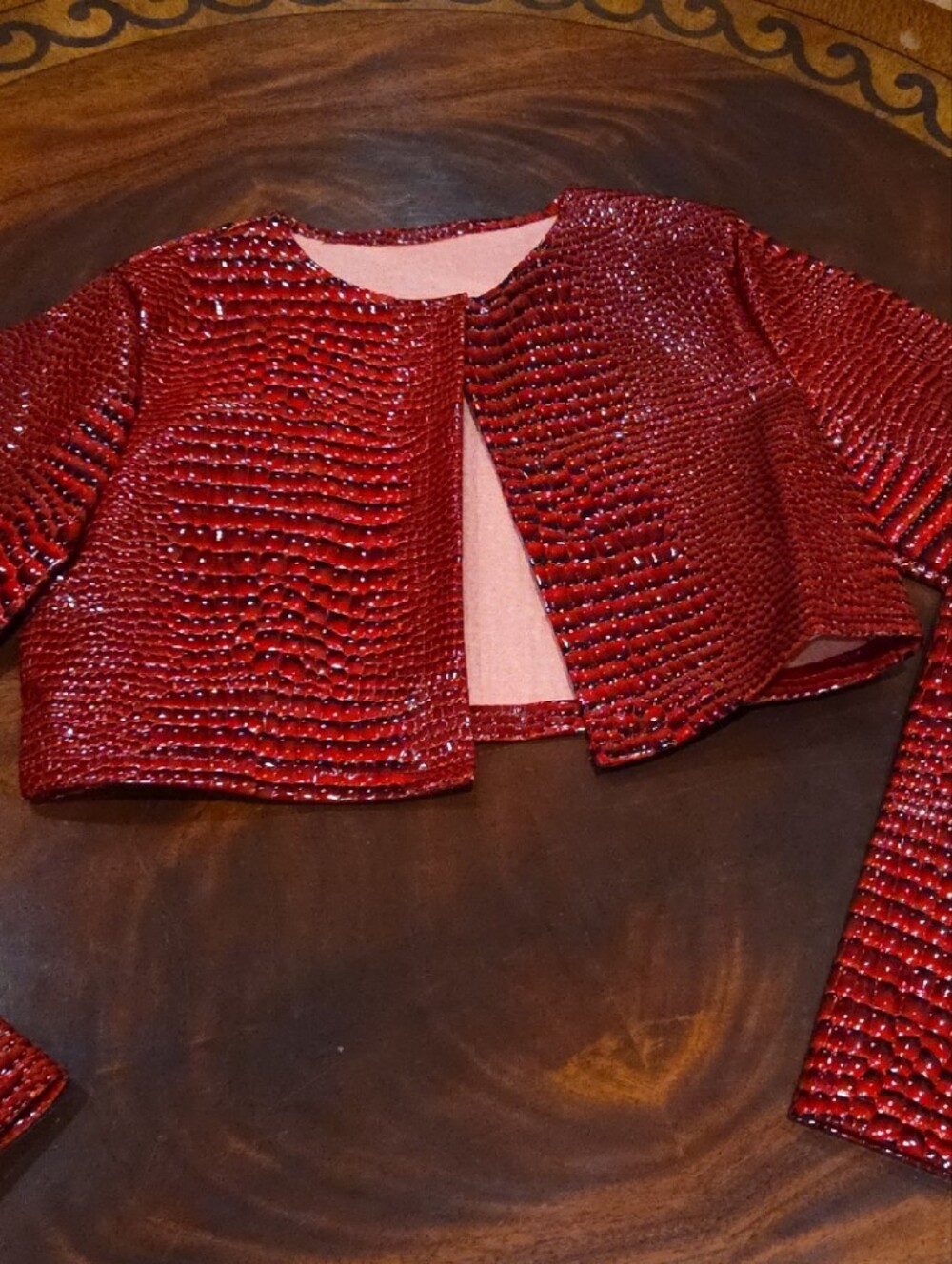 Cropped Red Teddy Jacket